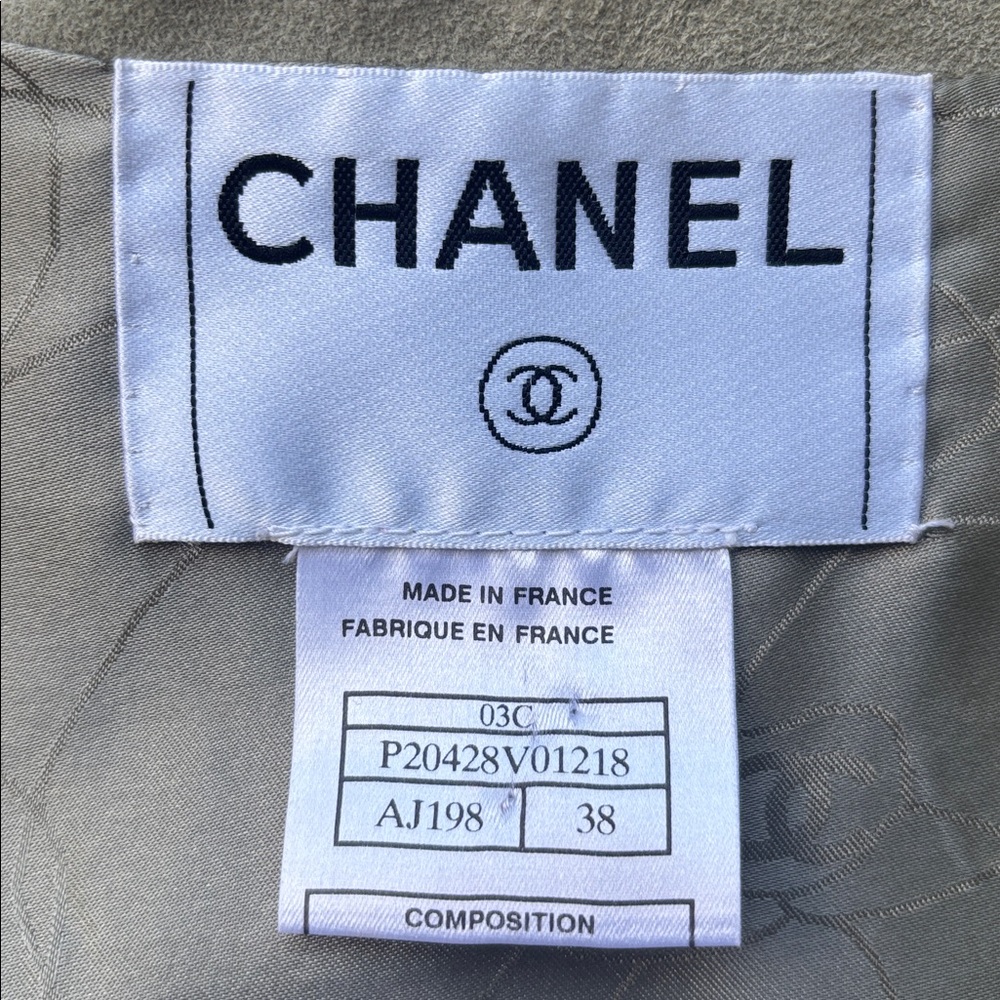 Chanel Goat Leather Silk Sage Green Women's Pantsuit Vest Set - Picture 7 of 16